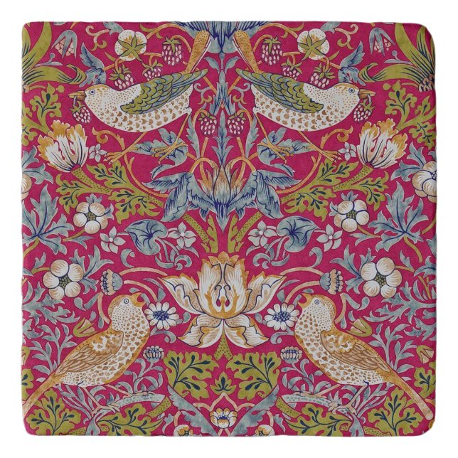 William Morris, Art Nouveau, Strawberry Thief Triv Trivet (Front)