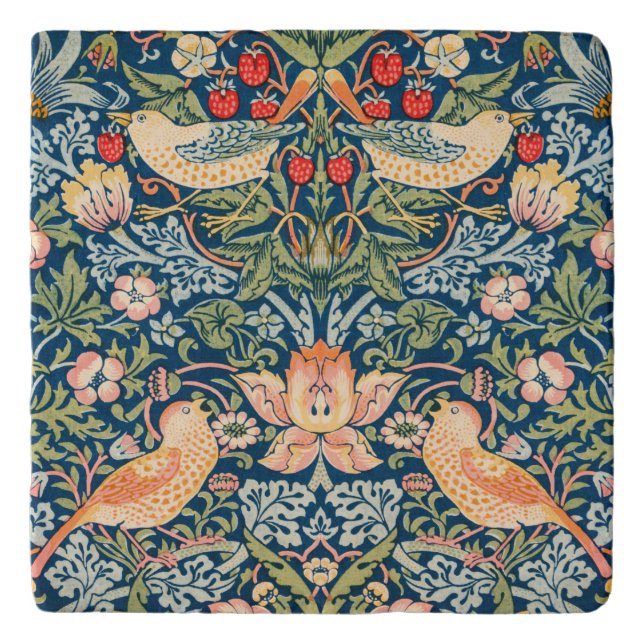 William Morris, Art Nouveau, Strawberry Thief Trivet (Front)
