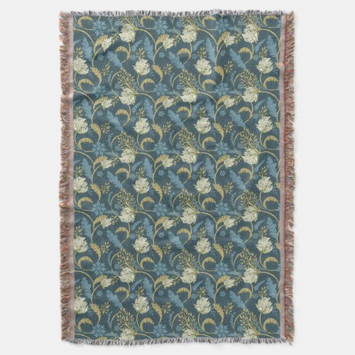 William Morris Art nouveau style navy gold royal Throw Blanket