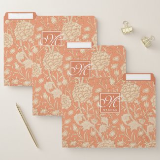 William Morris - Art Nouveau Wild Tulips Monogram File Folder