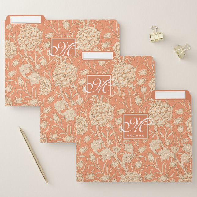 William Morris - Art Nouveau Wild Tulips Monogram File Folder (Set)