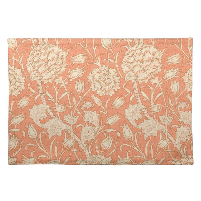 William Morris - Art Nouveau Wild Tulips - Peach Cloth Placemat (Front)