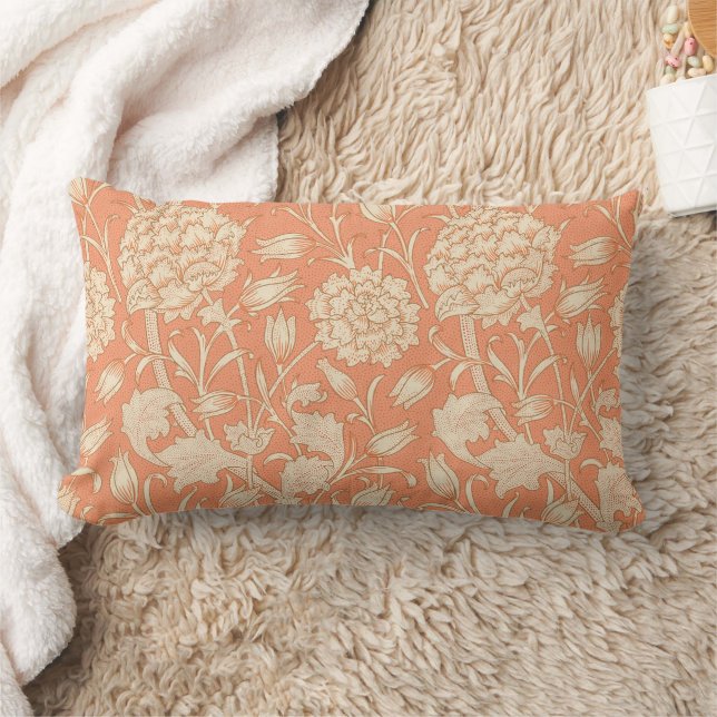 William Morris - Art Nouveau Wild Tulips - Peach Lumbar Pillow (Blanket)