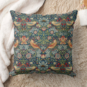 William Morris Art Throw Pillow Strawberry Thief