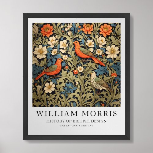 William Morris art vintage birds and flowers green Framed Art