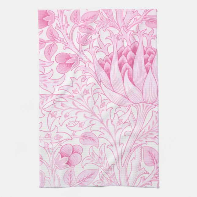 William Morris Artichoke Pale Pink Kitchen Towel (Vertical)