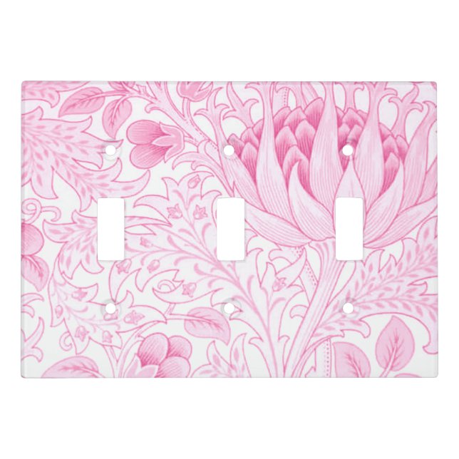 William Morris Artichoke Pale Pink Light Switch Cover (Front)