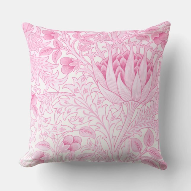 William Morris Artichoke Pale Pink Throw Pillow (Front)