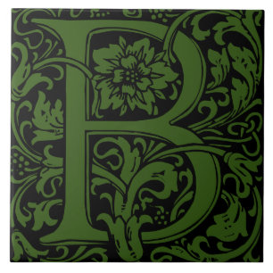 William Morris Arts and Crafts Monogram Letter B Ceramic Tile
