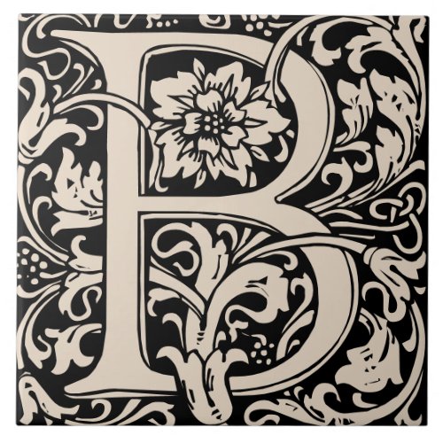 William Morris Arts and Crafts Monogram Letter B Ceramic Tile