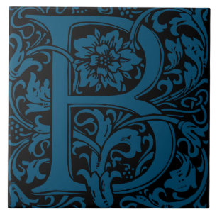 William Morris Arts and Crafts Monogram Letter B Ceramic Tile