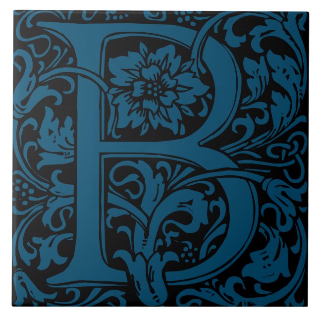 William Morris Arts and Crafts Monogram Letter B Ceramic Tile (Front)
