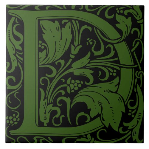 William Morris Arts and Crafts Monogram Letter D Ceramic Tile