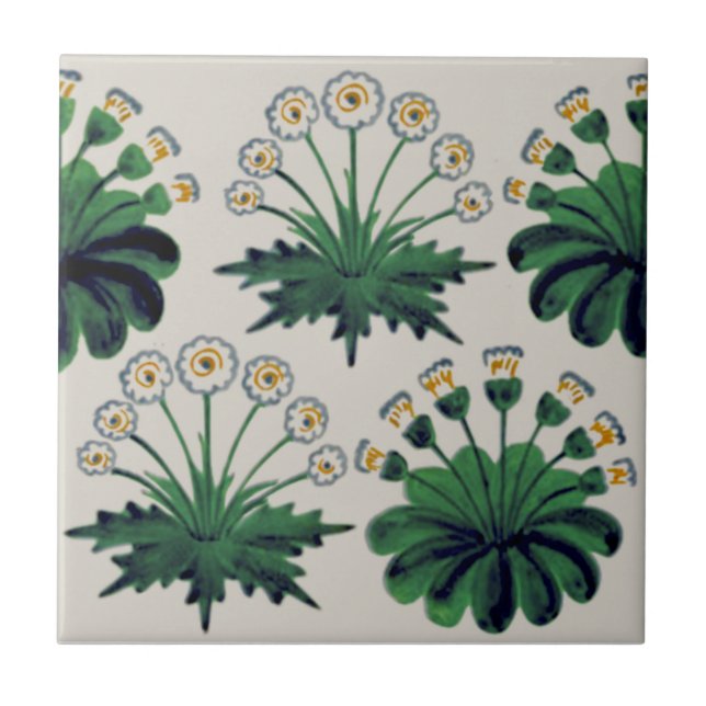 William Morris Arts & Crafts Daisies Reproduction Ceramic Tile (Front)
