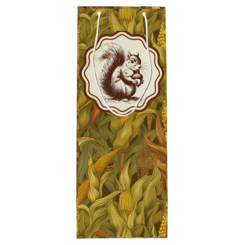 William Morris Autumn Corn Squirrel   Wine Gift Bag