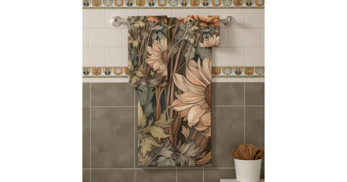 William Morris Autumn Floral Bath Towel Set | Zazzle
