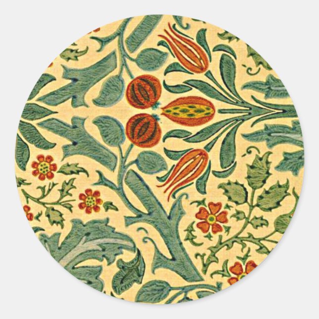 William Morris - Autumn Flower pattern Classic Round Sticker (Front)