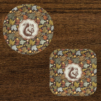 William Morris Autumn Leaves Squirrel Paper Plates