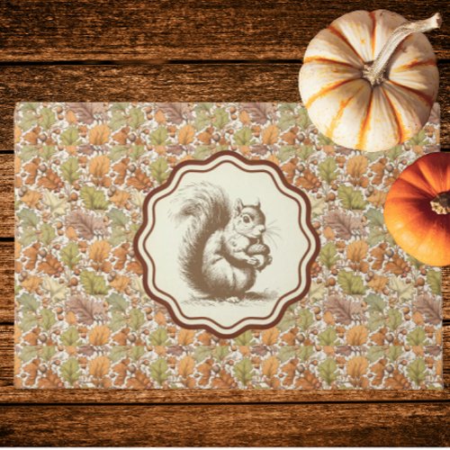William Morris Autumn Leaves Vintage Squirrel Doormat