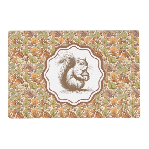 William Morris Autumn Leaves Vintage Squirrel Placemat