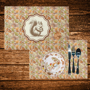 William Morris Autumn Leaves Vintage Squirrel Placemat