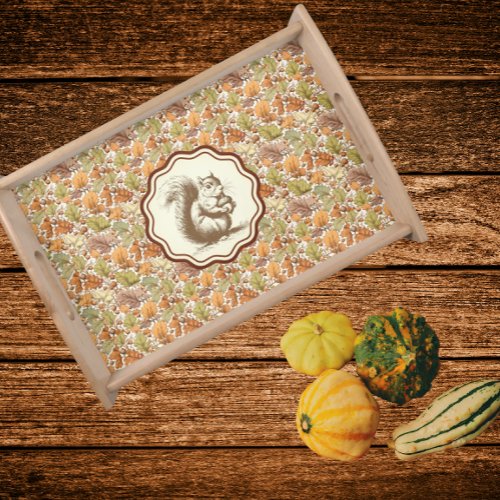William Morris Autumn Leaves Vintage Squirrel Serving Tray