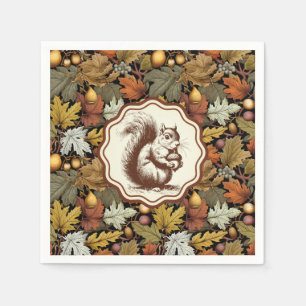 William Morris Autumn Leaves with Squirrel Retro Napkins
