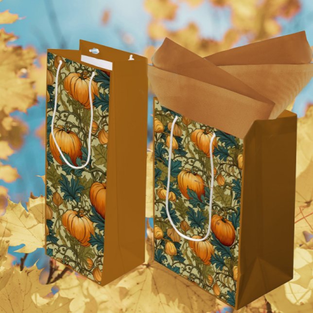 William Morris Autumn Pumpkin Patch Medium Gift Bag (Gift bags for autumn parties and family get togethers)