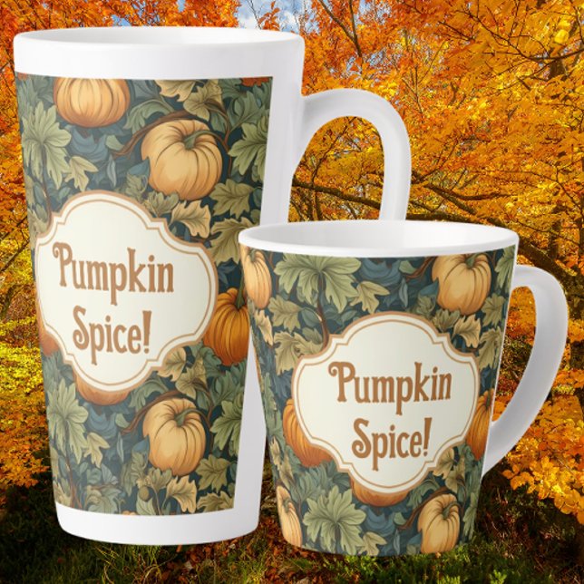 William Morris Autumn Pumpkin Spice Personalized  Latte Mug (Latte mugs 2 sizes)