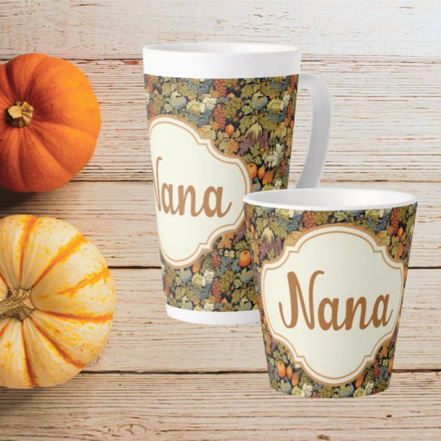 William Morris Autumn Pumpkins Personalized  Latte Mug (Personalize for someone special!)