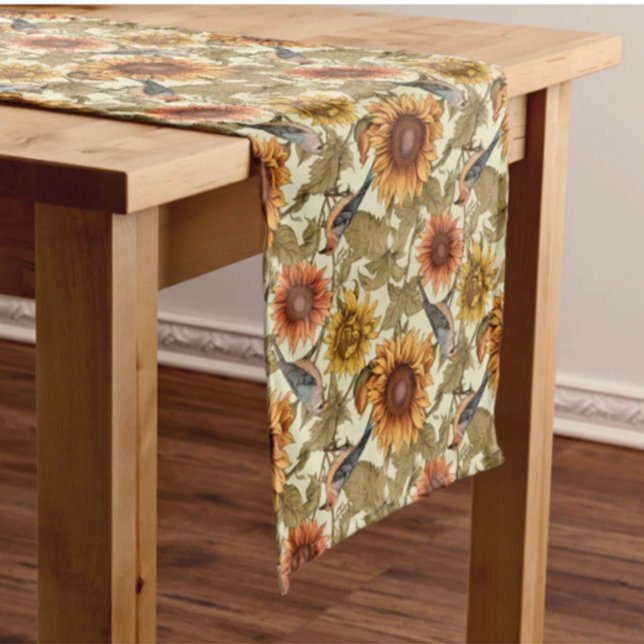 William Morris Autumn Sunflowers Birds Autumn Short Table Runner (Classic William Morris sunflowers and birds! )