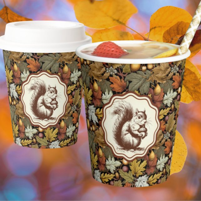 William Morris Autumn Thanksgiving Paper cup (Fun squirrel paper cups for a fall gathering.)