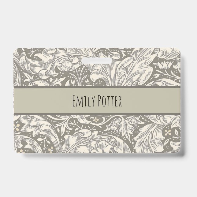 William Morris Bachelor's Button antique damask Badge (Front)