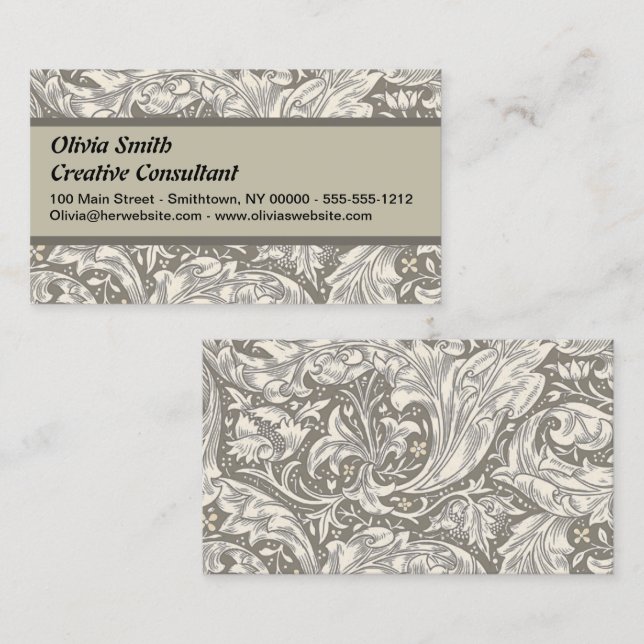 William Morris Bachelor's Button antique damask Business Card (Front/Back)