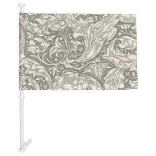 William Morris Bachelor's Button antique damask Car Flag
