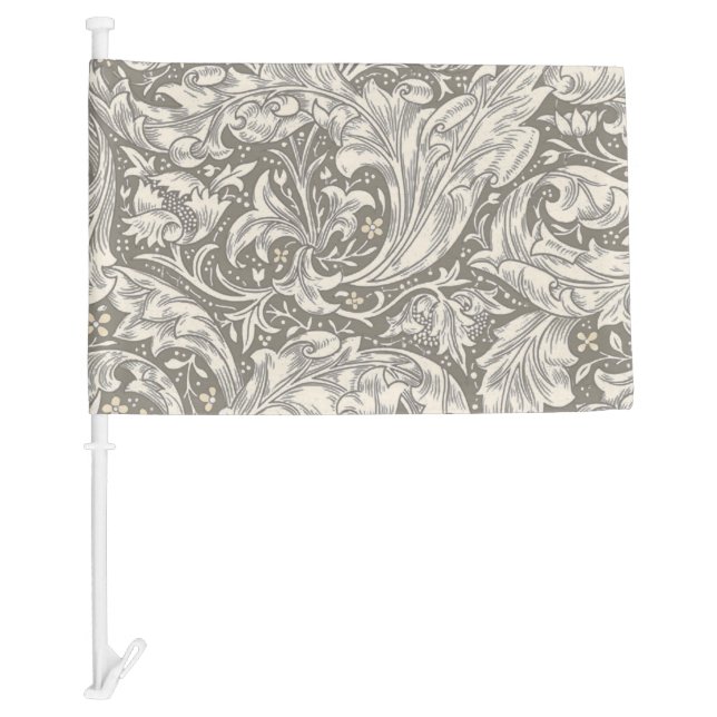 William Morris Bachelor's Button antique damask Car Flag (Front)