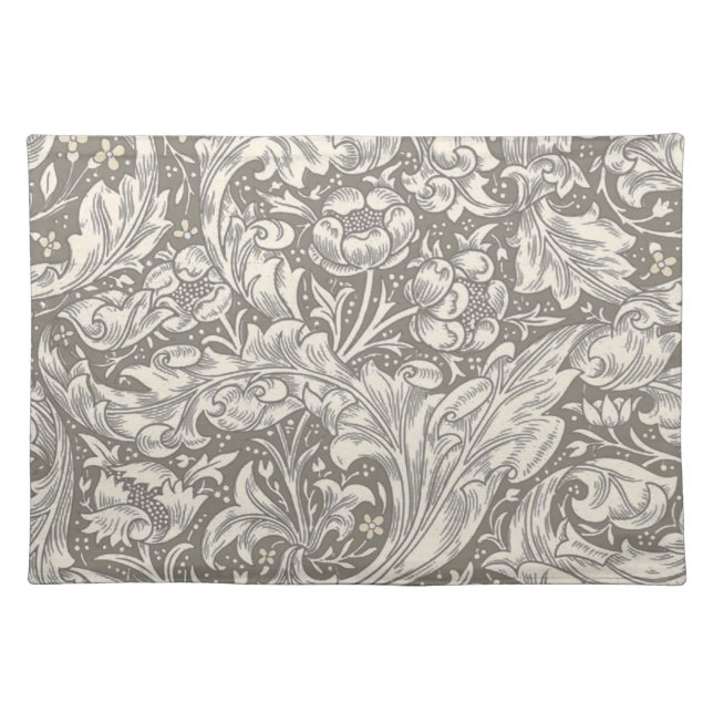 William Morris Bachelor's Button antique damask Cloth Placemat (Front)