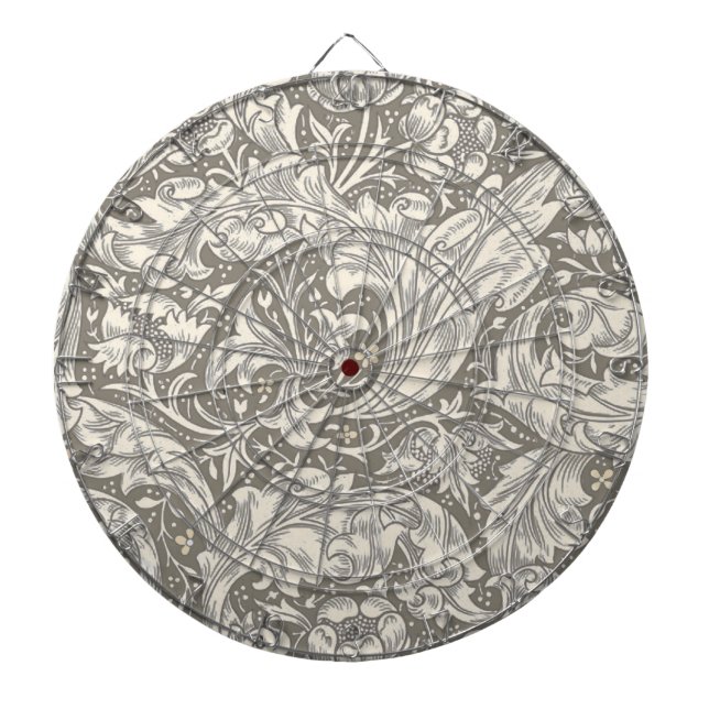 William Morris Bachelor's Button antique damask Dart Board (Front)