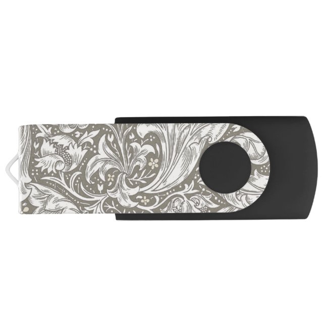 William Morris Bachelor's Button antique damask Flash Drive (Back)