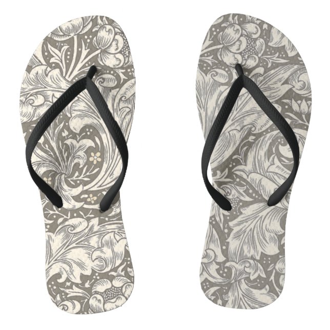 William Morris Bachelor's Button antique damask Flip Flops (Footbed)