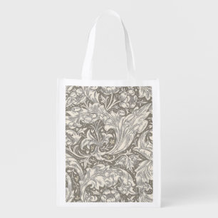 William Morris Bachelor's Button antique damask Grocery Bag
