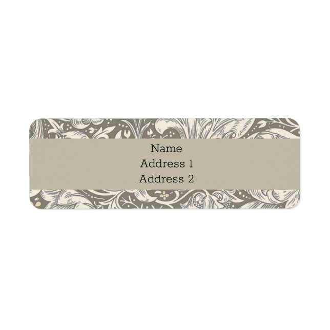 William Morris Bachelor's Button antique damask Label (Front)