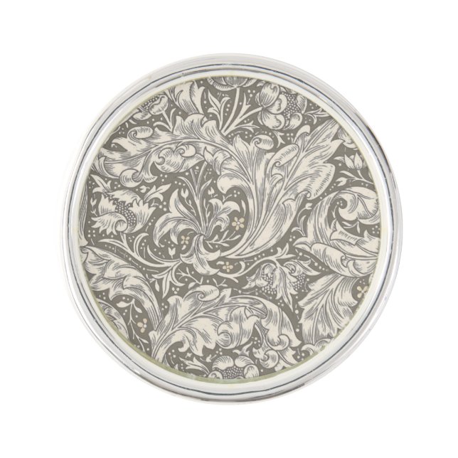 William Morris Bachelor's Button antique damask Lapel Pin (Front)
