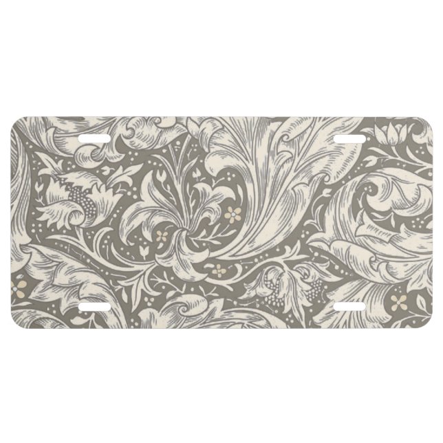 William Morris Bachelor's Button antique damask License Plate (Front)