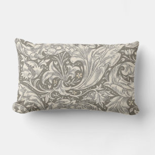 William Morris Bachelor's Button antique damask Lumbar Pillow