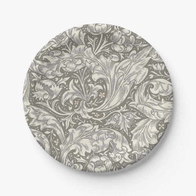 William Morris Bachelor's Button antique damask Paper Plates (Front)