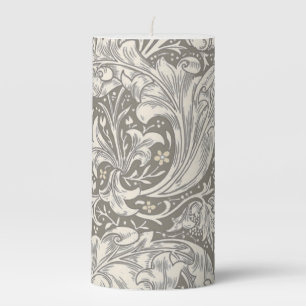 William Morris Bachelor's Button antique damask Pillar Candle