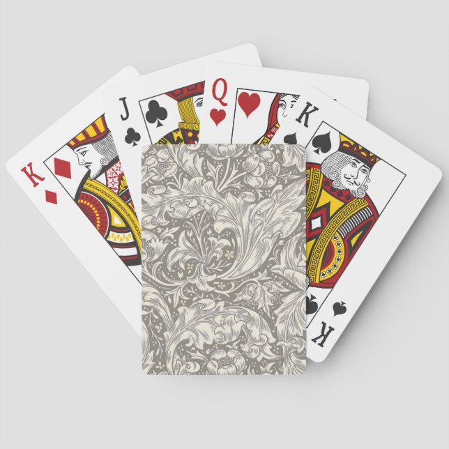 William Morris Bachelor's Button antique damask Poker Cards (Back)