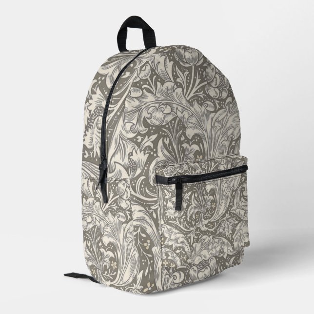 William Morris Bachelor's Button antique damask Printed Backpack (Back Corner Left)