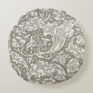 William Morris Bachelor's Button antique damask Round Pillow